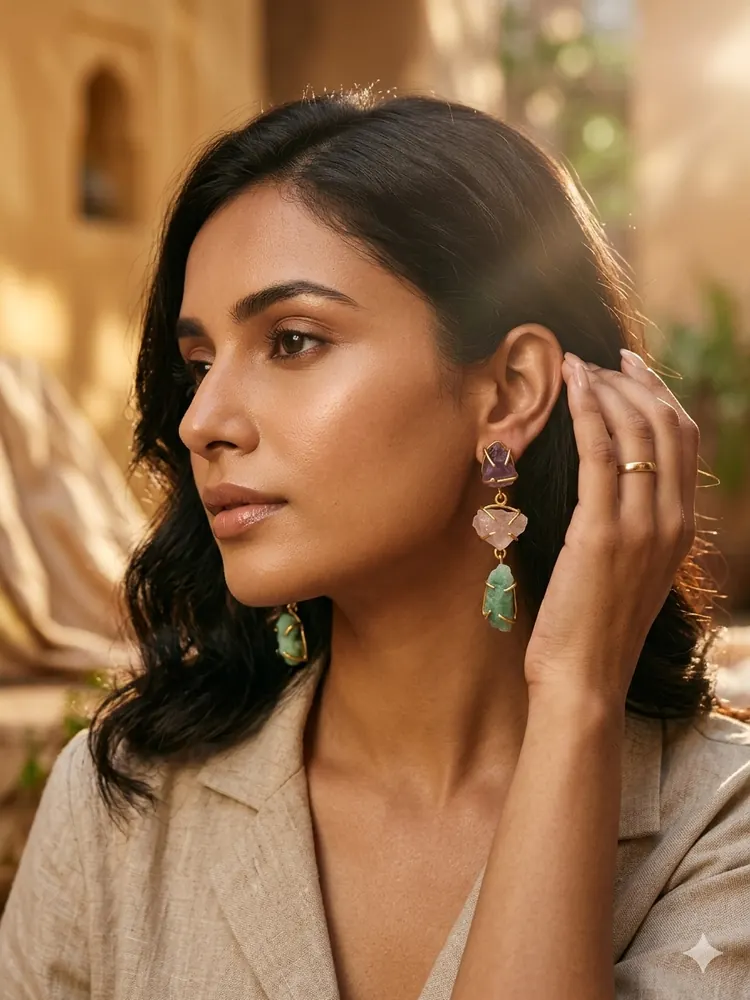 Multicolour Stone Drop Earrings